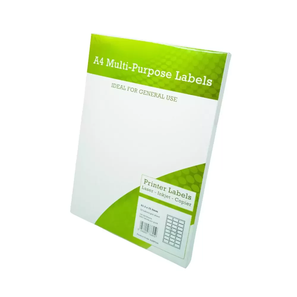 A4 Multipurpose Labels 24 Per Sheet 63.5 x 33.9mm (White) Pk of 100