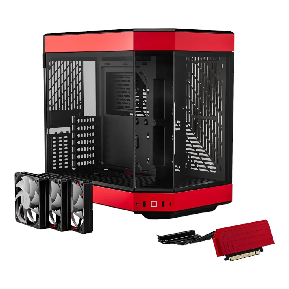 HYTE CS-HYTE-Y60-BR Dual Chamber Mid-Tower ATX Case - Red