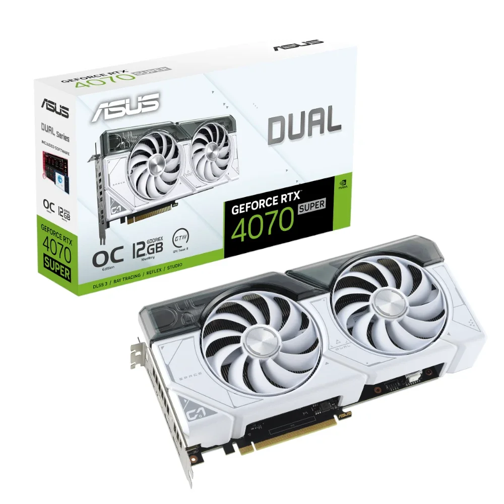 ASUS  90YV0K84-M0NA00DUAL-RTX4070S-O12G-WHITE  GDDR6X Graphics Card