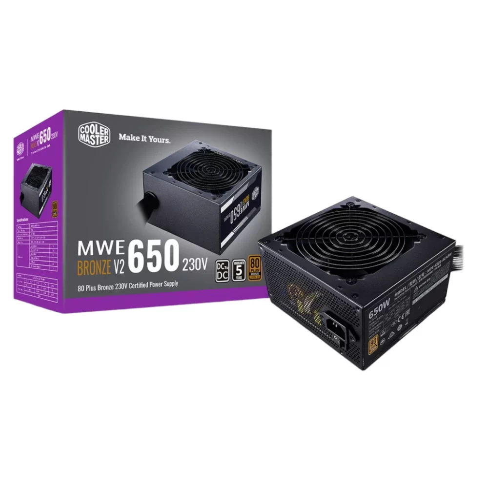 Cooler Master MWE 650 Bronze V2 PSU Power Supply ( 650W, MPE-6501-ACABW-BEU )