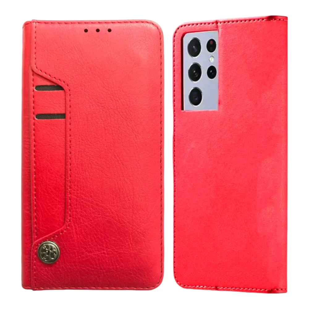 Samsung S22 Ultra Premium Wallet Case Combo with Tempered Glass