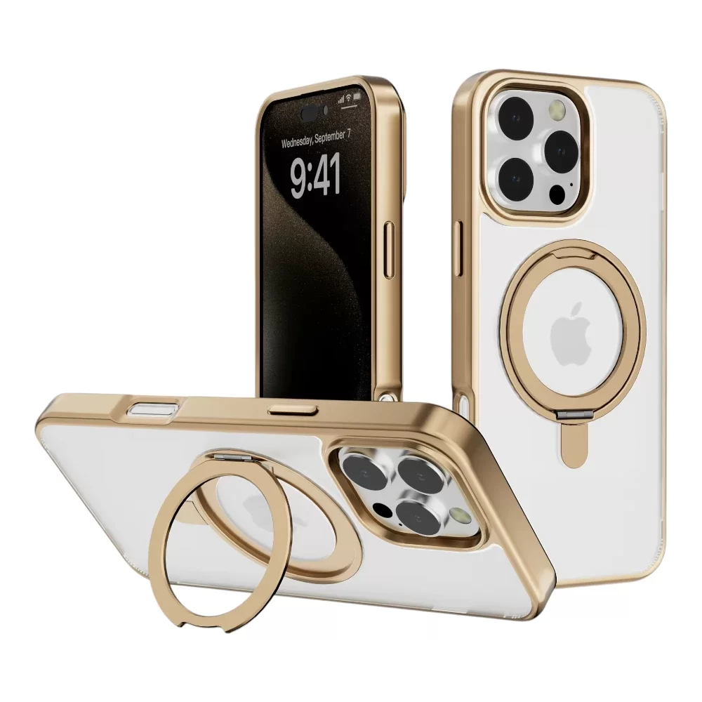 Rotating Ring Stand Clear Case for iPhone 16 Pro