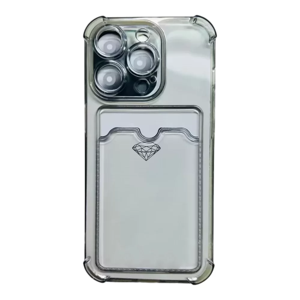 MAXX Clear Case with Card Slot and Diamond Accent for iPhone 16 Pro Max