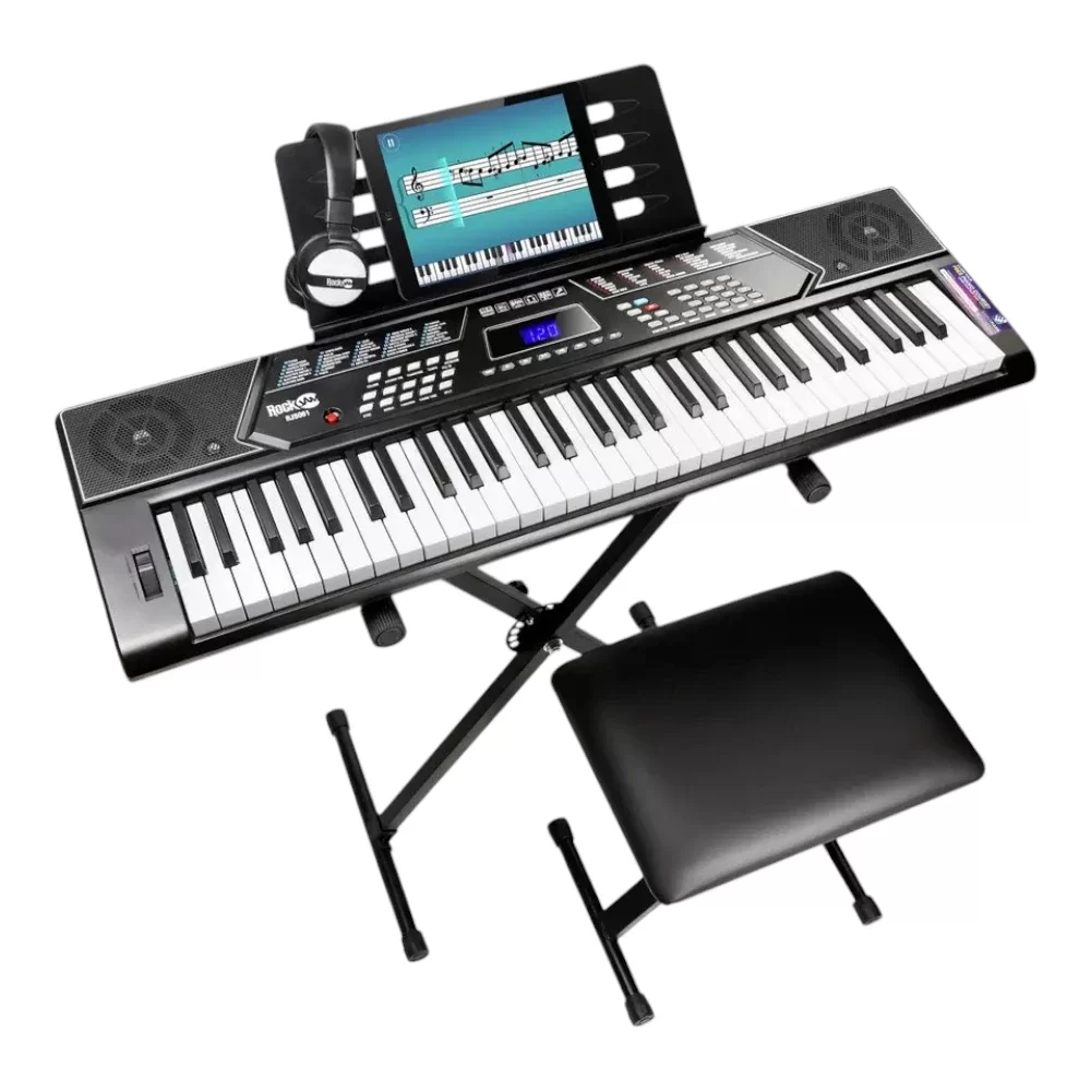 RockJam 61 Key Keyboard Piano with Stand, Stool & Headphones