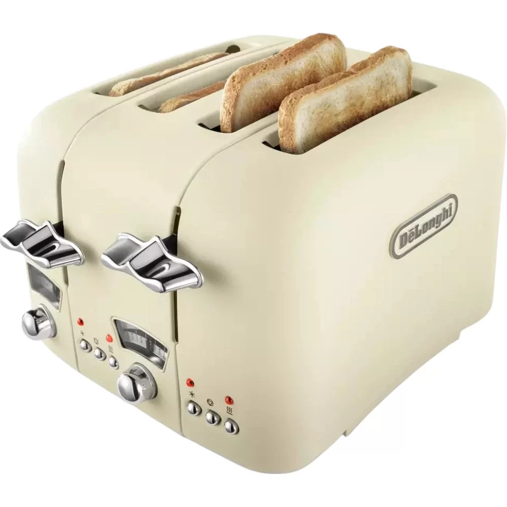 De'Longhi CTO4.BG Argento Flora 4 Slice Toaster - Beige