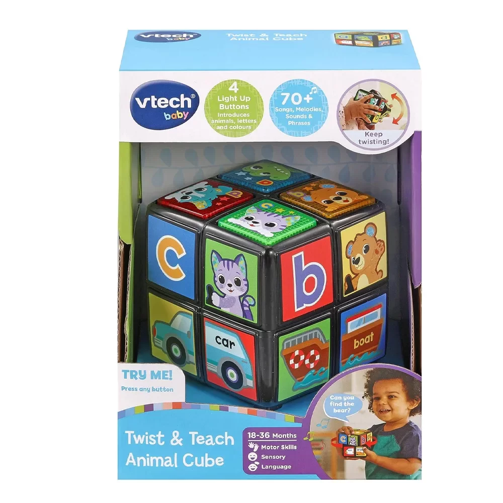 Vetch Baby Twist & Teach Animal Cube Baby Sensory Toy with Music