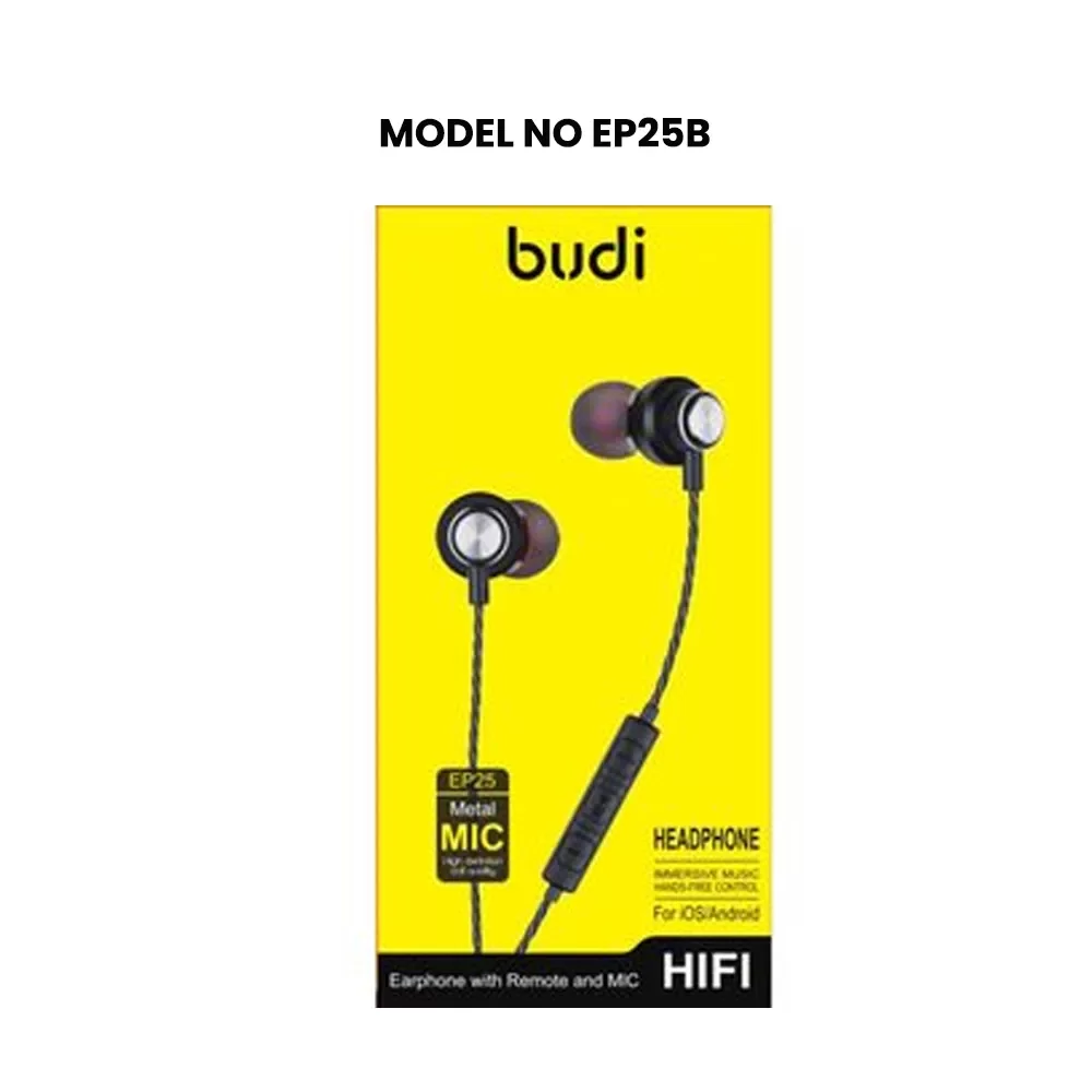 Budi EP25B Earphones with Remote and Microphone