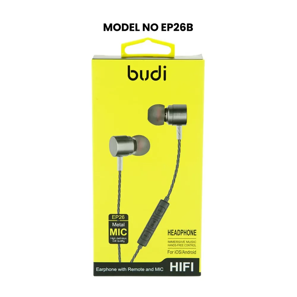 Budi EP26B Earphones with Enhanced Bass