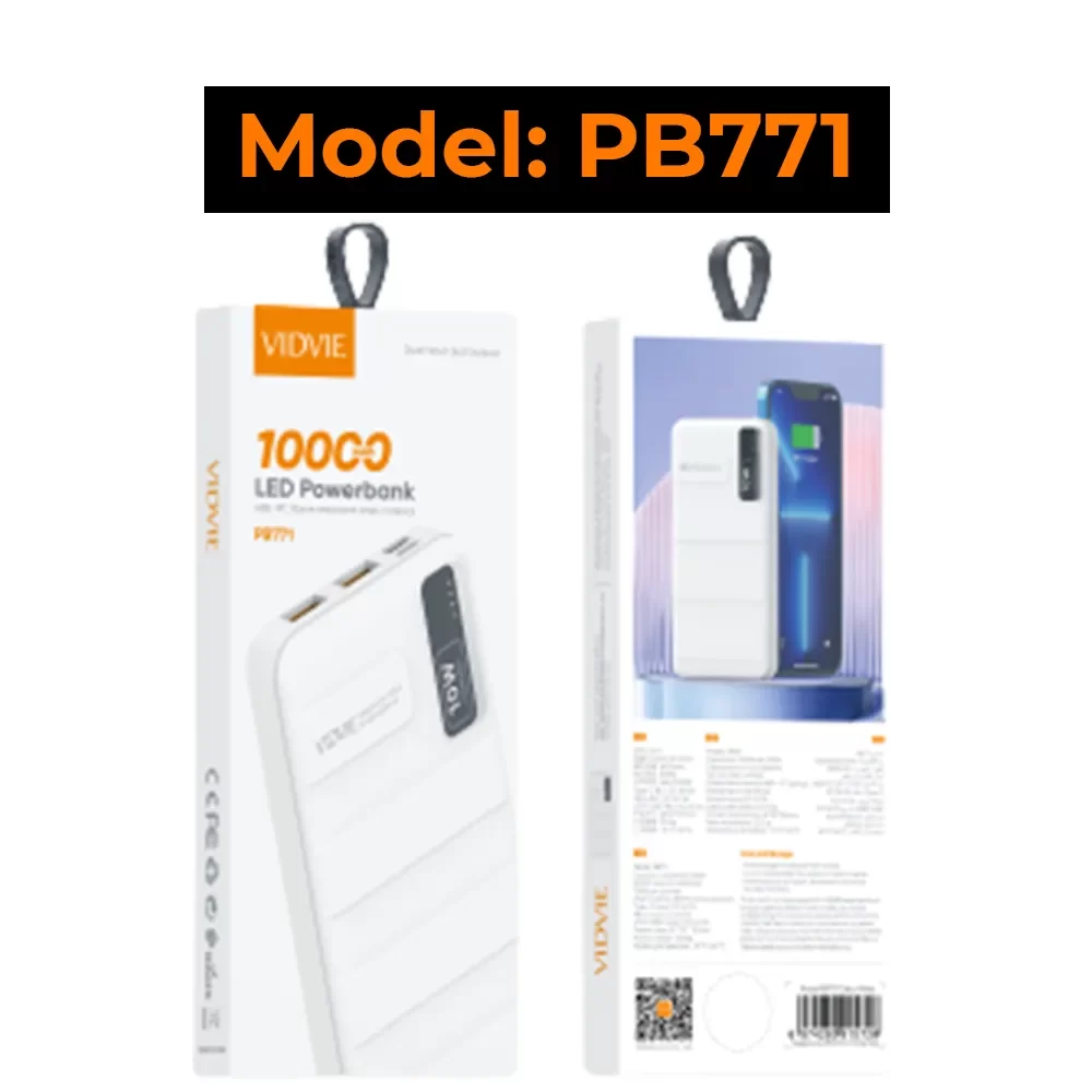 Vidvie PB771 Power Bank - 10000mAh Portable Charger