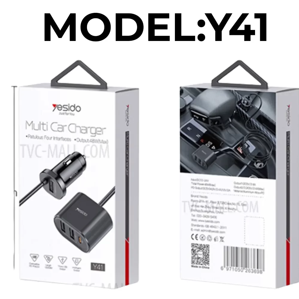 YESIDO Y41 Multi Port Car Charger with PD Fast Charging