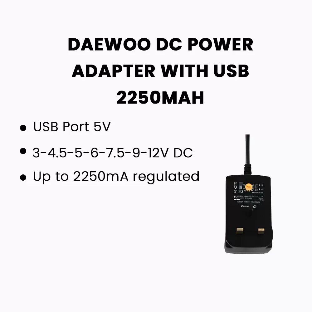 DAEWOO DC Power Adaptor with USB 2250mA