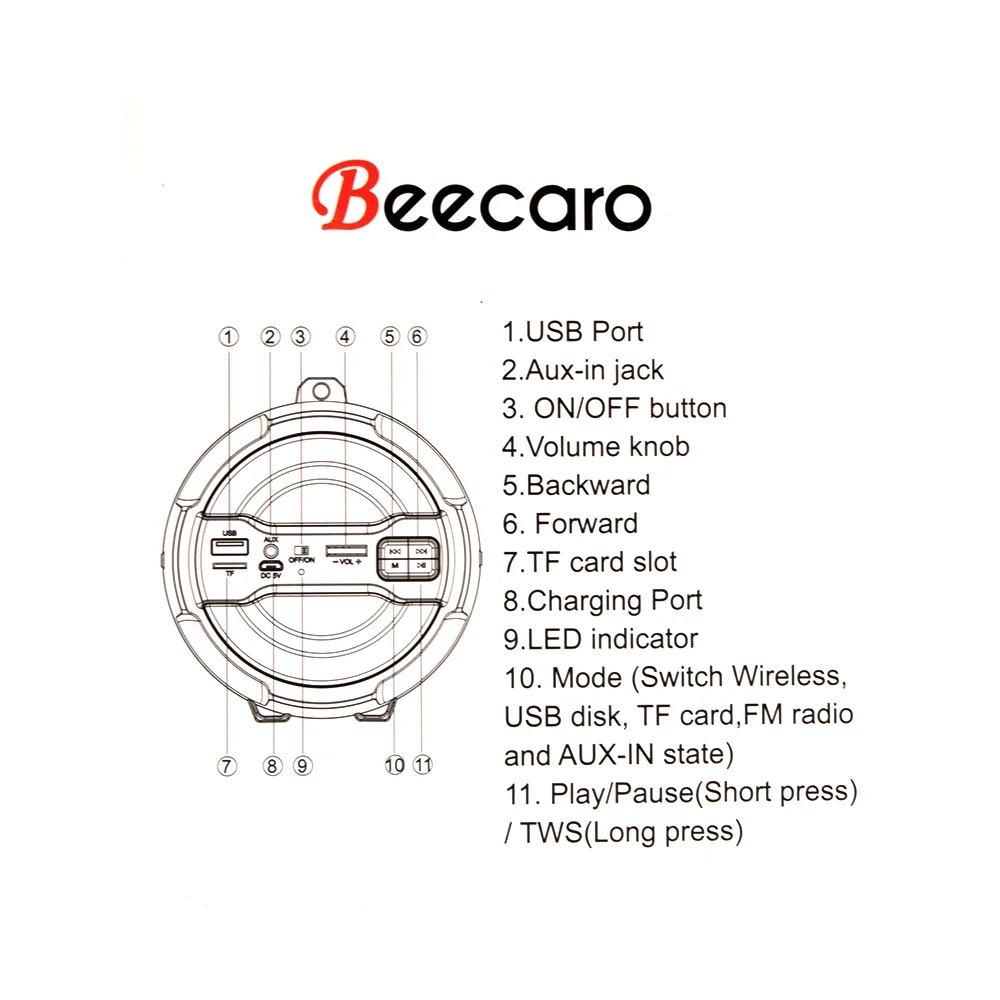 Beecaro Outdoor Indoor Wireless Speaker X104S