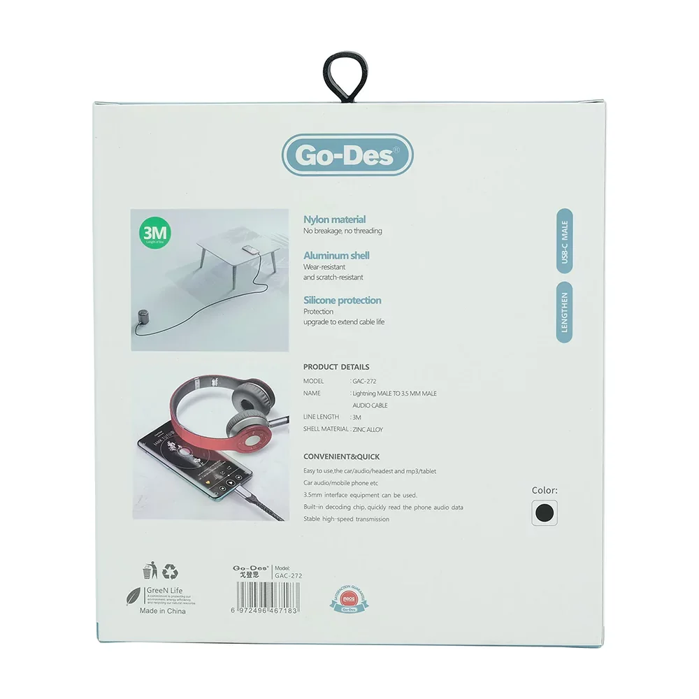 Go-Des USB-C to 3.5mm Audio Cable (GAC-272)