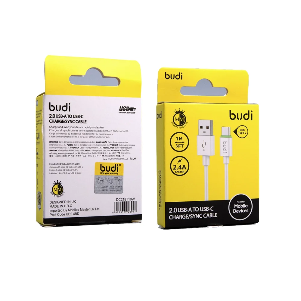 Budi 2.0 USB-A to USB-C Charge/Sync Cable DC218T10W