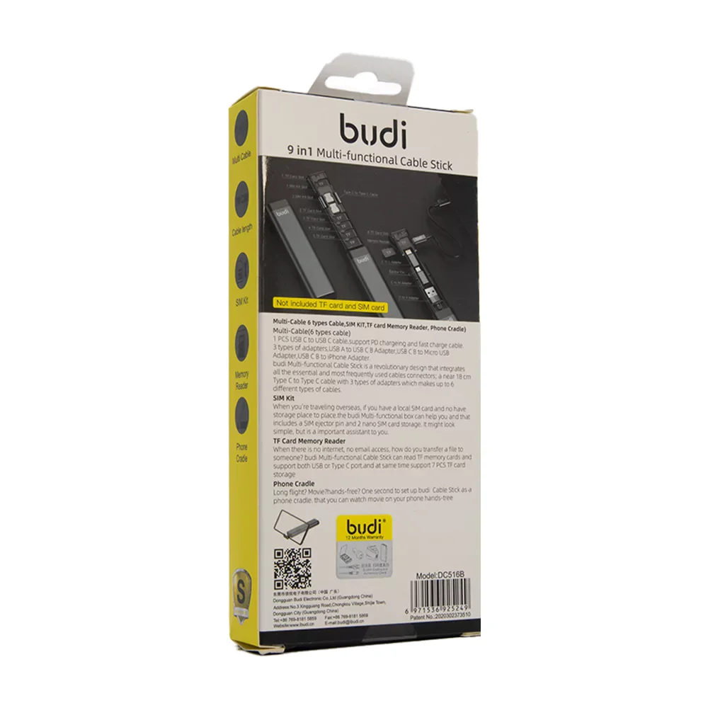 Budi 9 in 1 Multi Functional Cable Stick DC516B