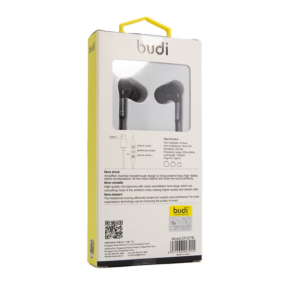 Budi Earphone with Remote and Mic EP32TB