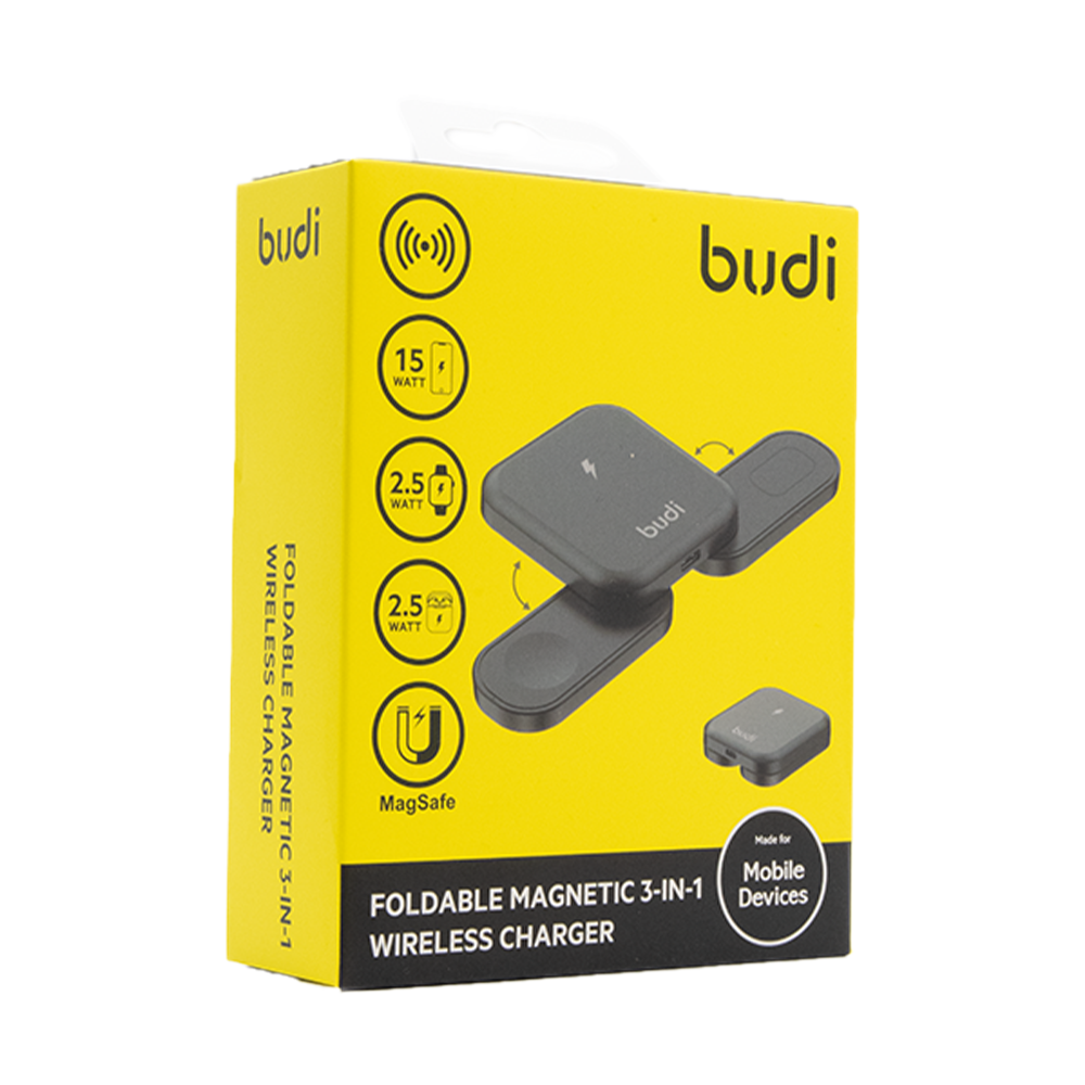Budi Foldable Magnetic 3 in 1 Wireless Charger WL4500B