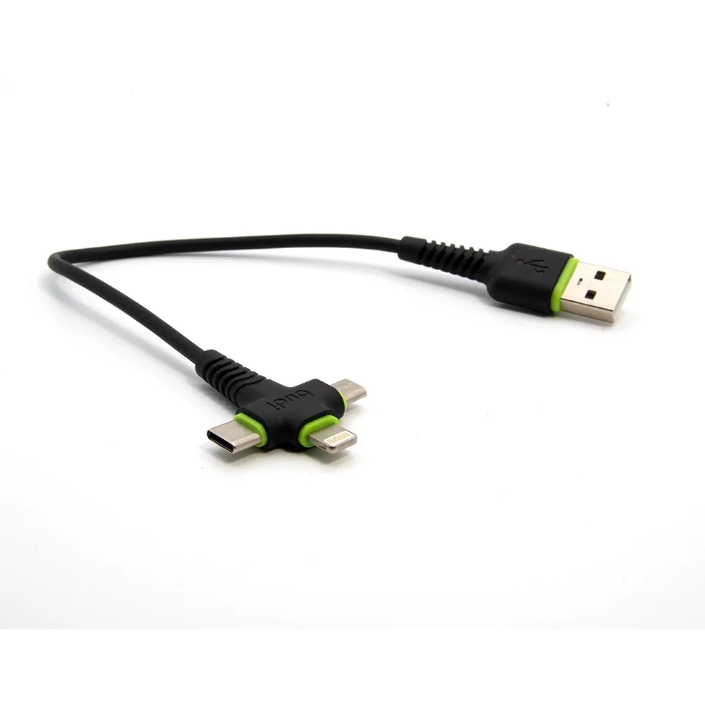 Budi 3 in 1 Charge/Sync Cable 25cm - DC150+025B