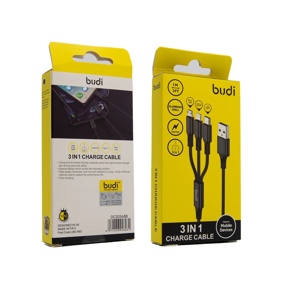 Budi 3 in 1 Charge Cable DC203A8B