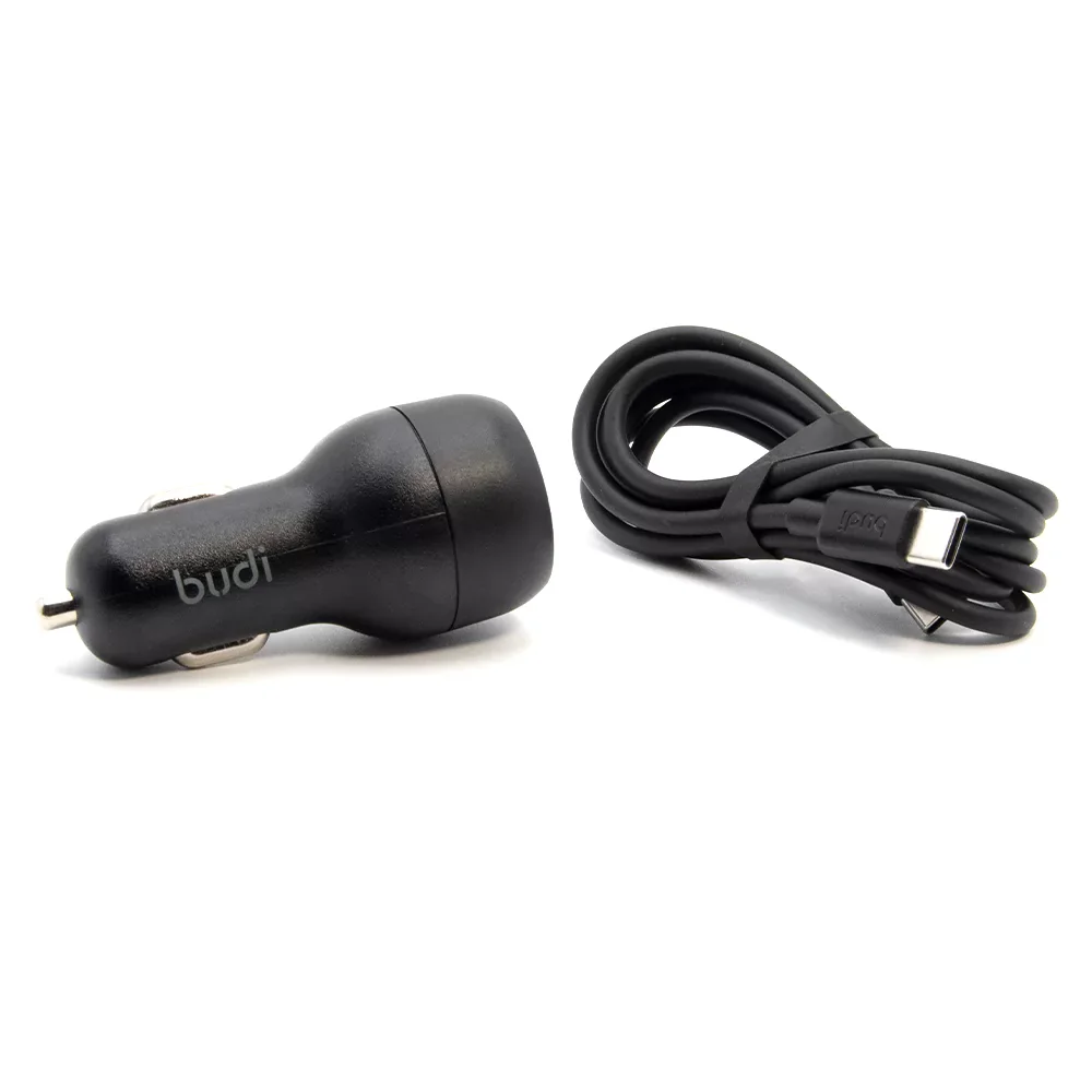 Budi Dual PD Car Charger PD USB-C to USB-C Cable