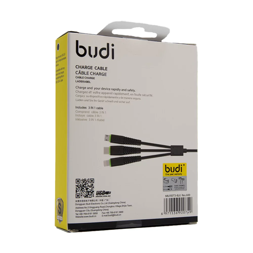 Budi Charge Cable M8J150T3-BLK