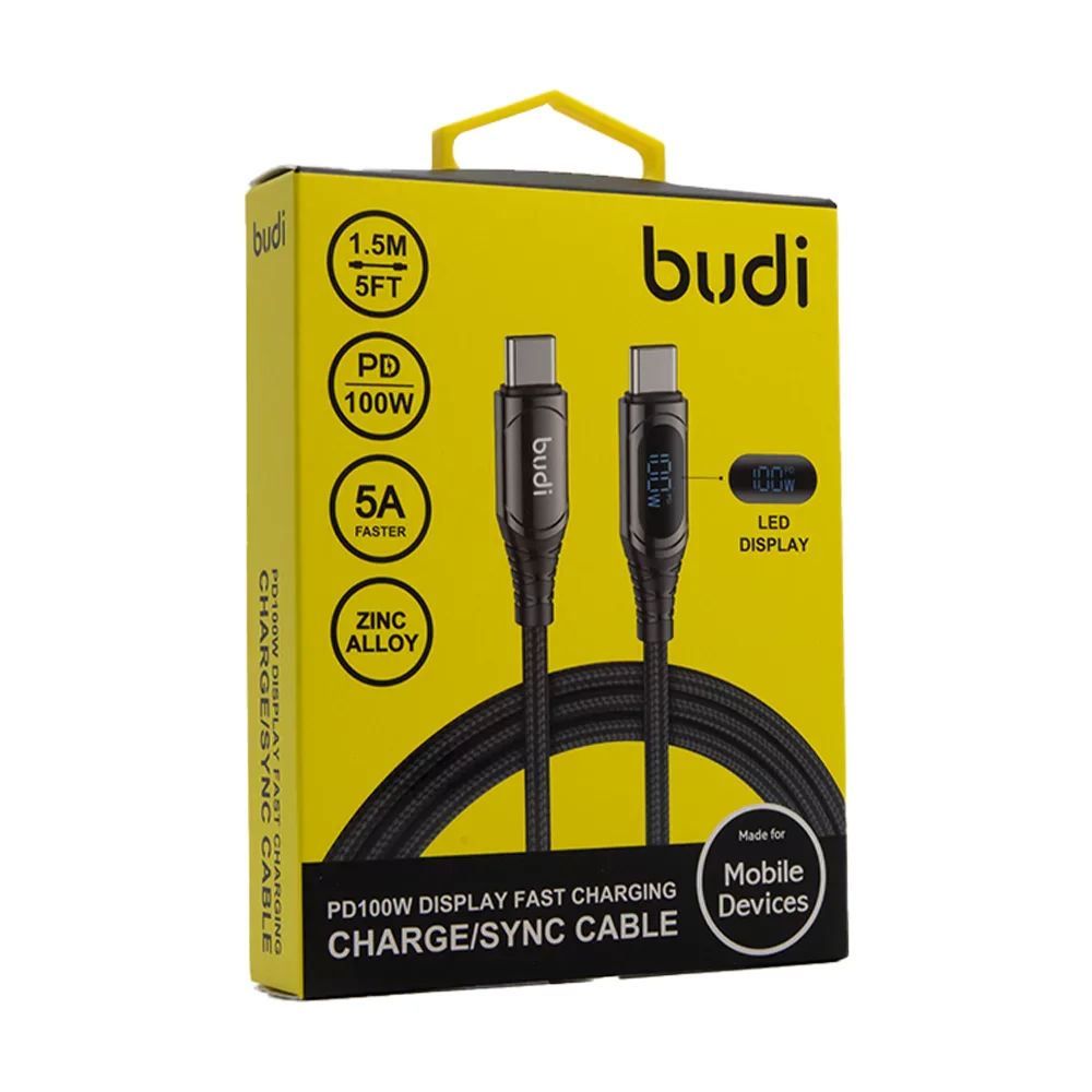 Budi PD100W Display Fast Charging Charge/Sync Cable DC229TT15B
