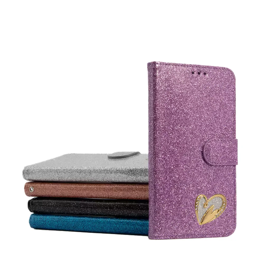 Shiny Leather Glitter Book Case for iPhone XS Max