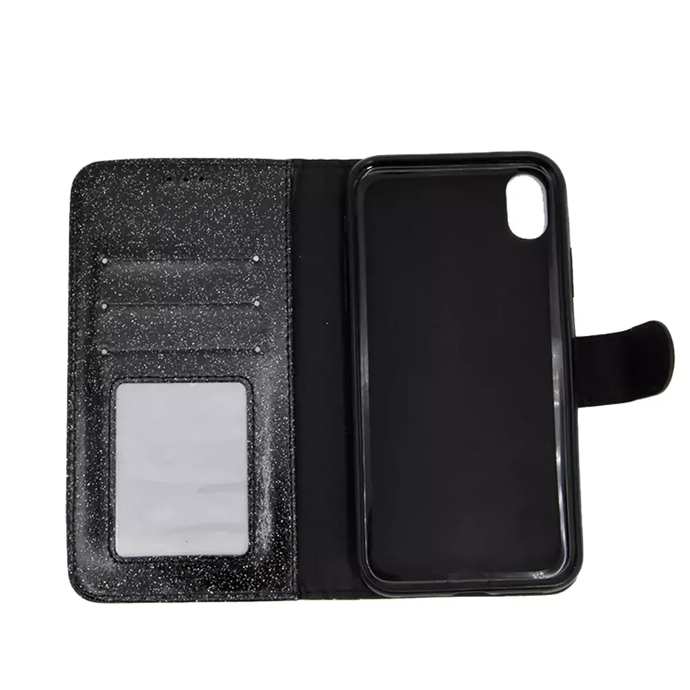 Shiny Leather Glitter Book Case for iPhone x
