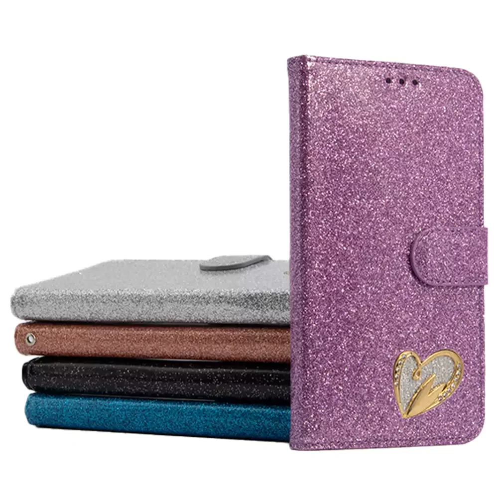 Shiny Leather Glitter Book Case for iPhone SE