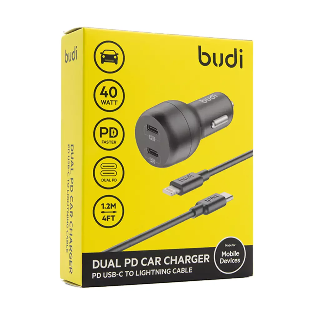 Dual PD Car Charger PD USB-C to Lightning Cable