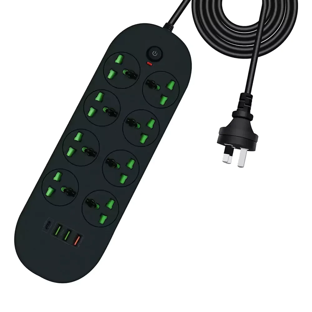 Power Strip with 8 Outlets, Power Board with USB-C Fast Charging, 9.6A Max, 20W
