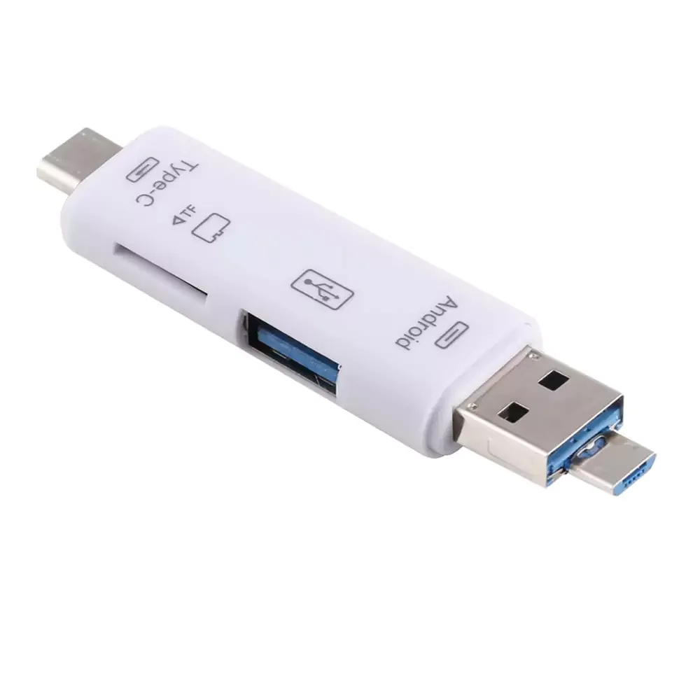 D-188 3 in 1 TF & USB to Micro USB & Type-C Card Reader OTG Adapter Connector