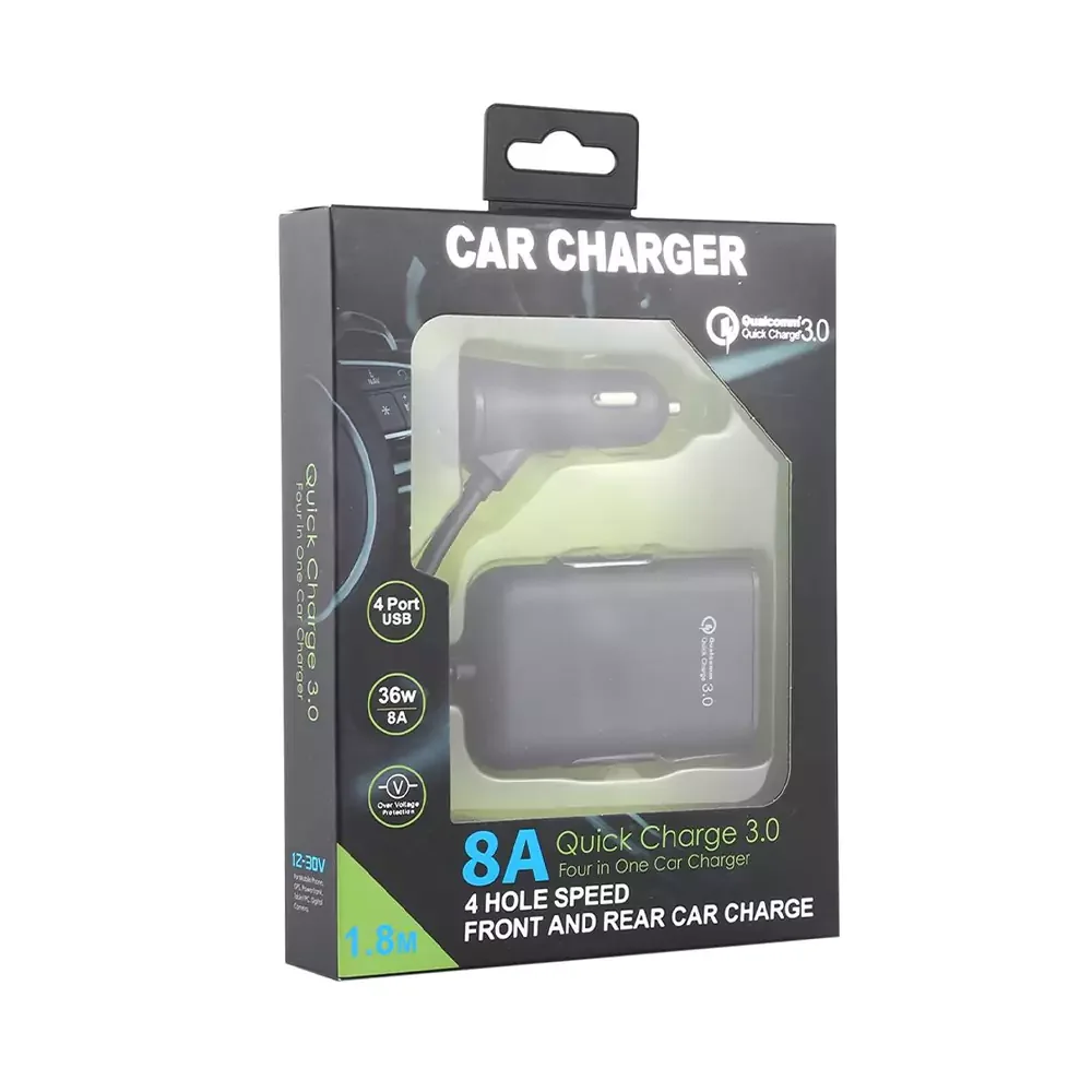 HMQ-C801 1.8m 8A Max 4 Ports USB Car Charger