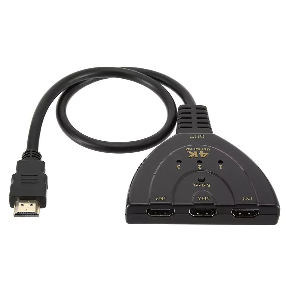 HDMI Splitter 4K, 3 Ports Mini Switcher Cable 3 in 1