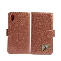 Shiny Leather Glitter Book Case for iPhone XS