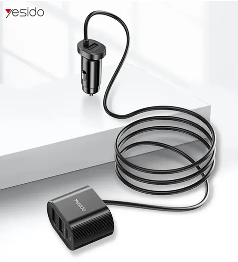 YESIDO Y41 Multi Port Car Charger with PD Fast Charging and QC 3.0
