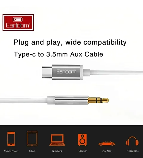 Earldom AUX54 USB-C to 3.5mm Audio Cable